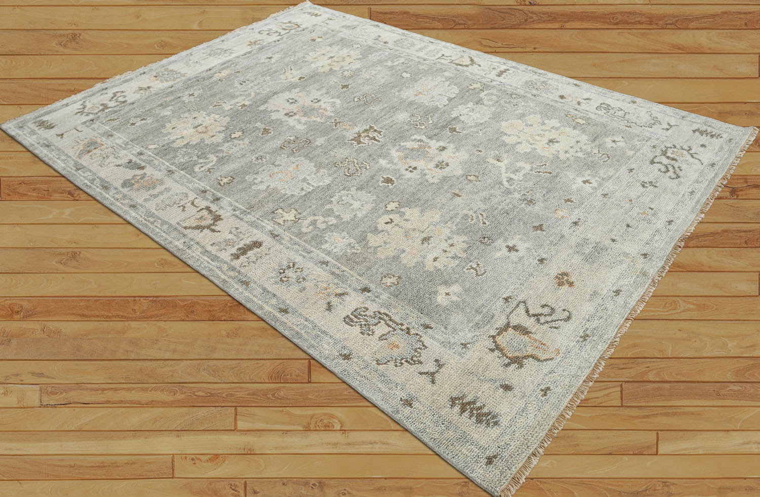 8x10 Gray, Beige, Muted Earth Tones Color Hand Knotted Oushak Wool Traditional Oriental Rug