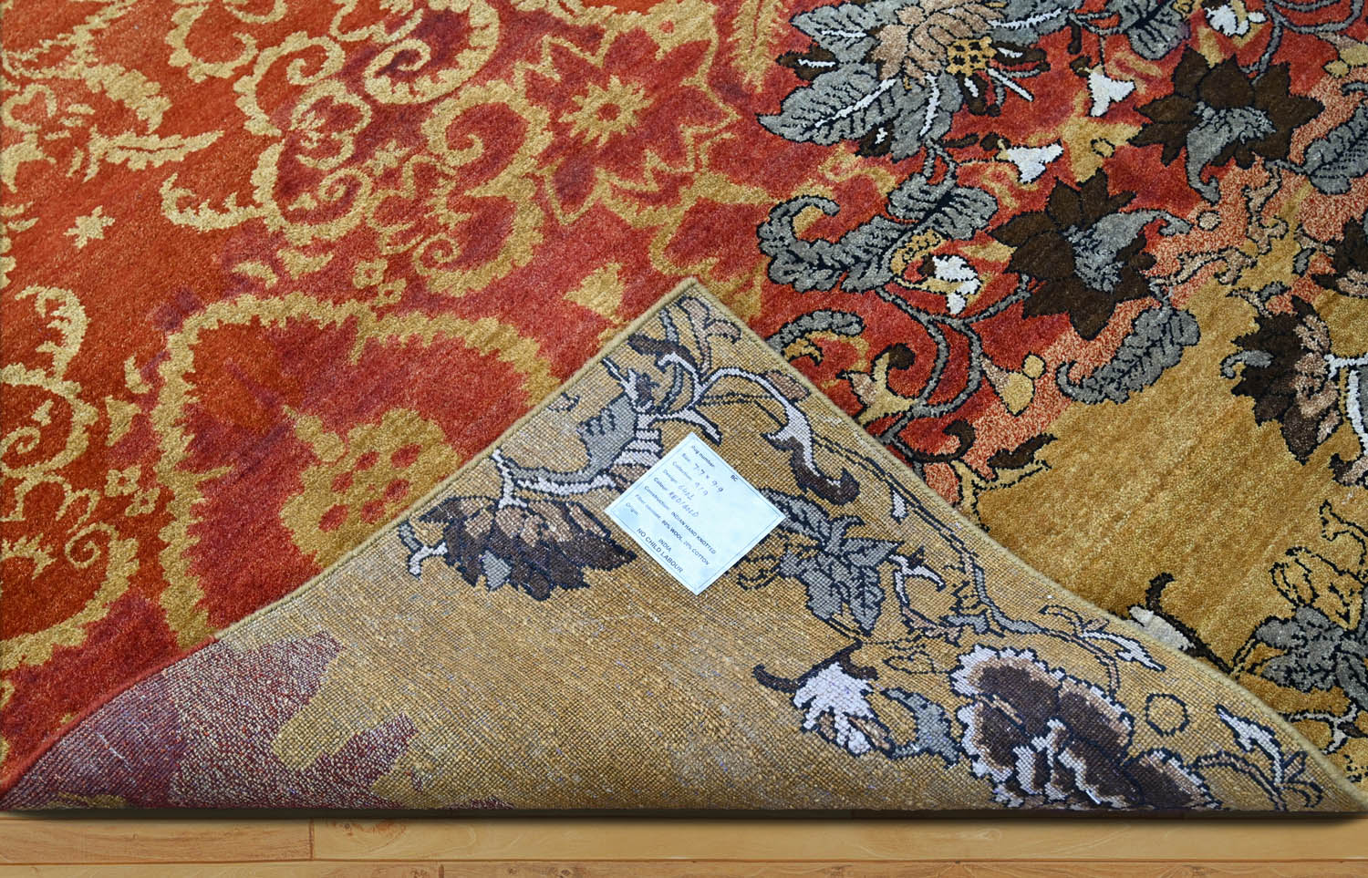 8x10 Burnt Orange, Gold, Gray Color Hand Knotted Oushak Wool Transitional Oriental Rug