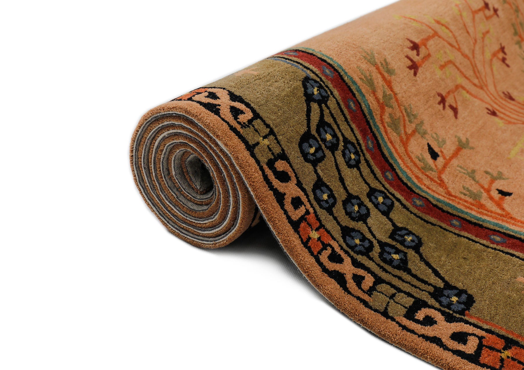 9x12 Peach, Pistachio, Blue Color Hand Tufted  Wool  Oriental Rug