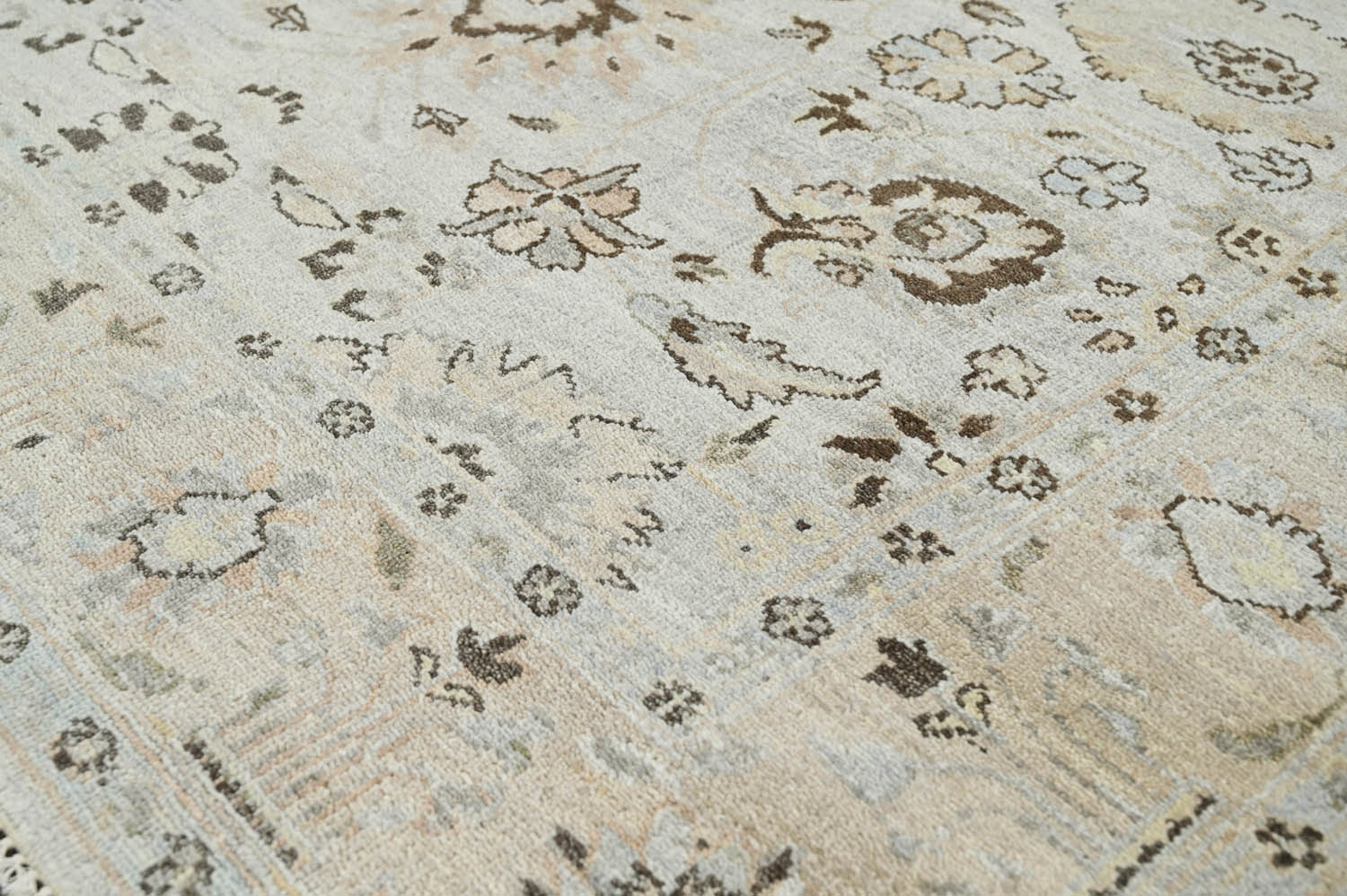 6x9 Gray, Beige, Taupe Brown Color Hand Knotted Oushak Wool Traditional Oriental Rug