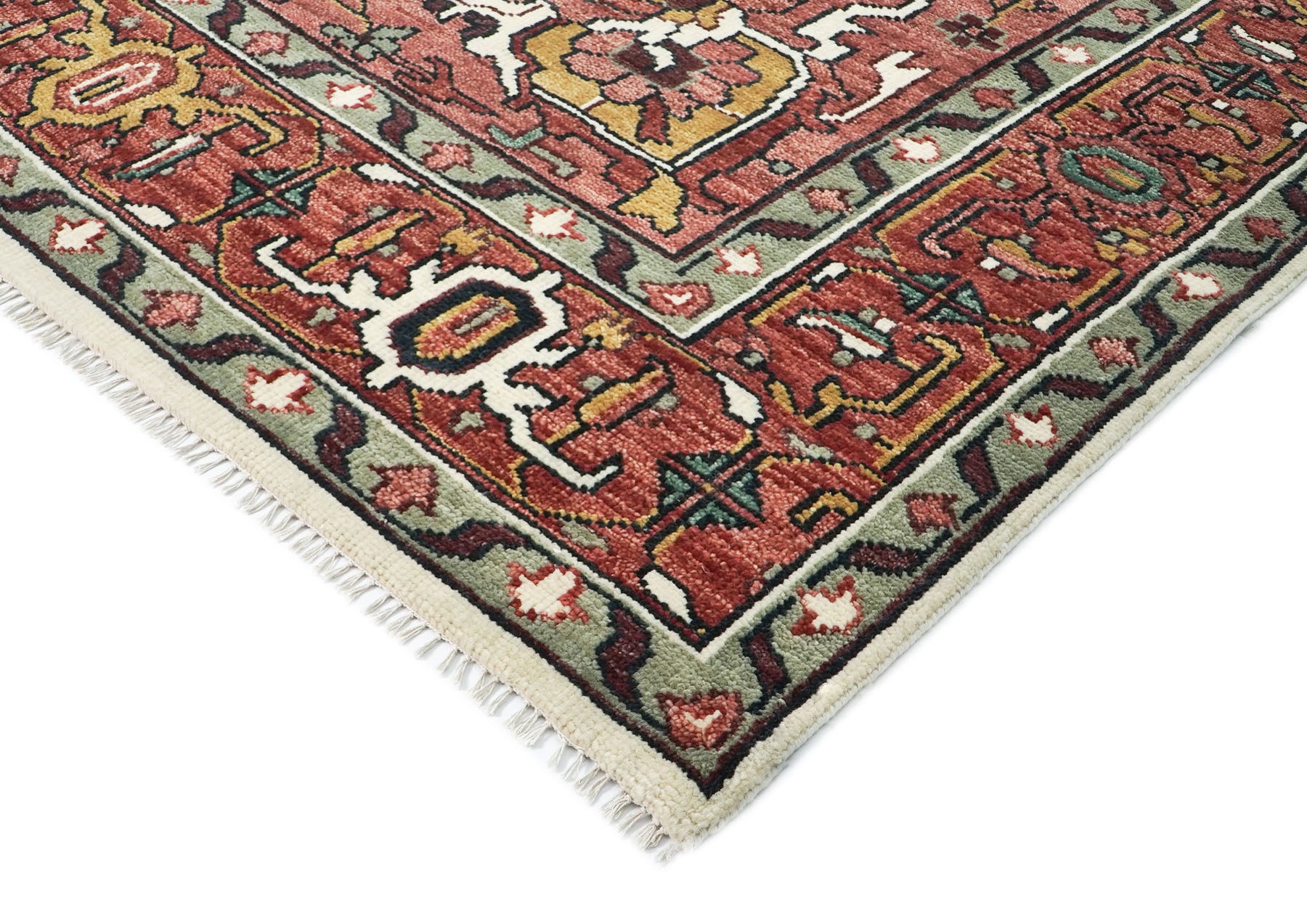 12x15 Rose, Ivory, Brown Color Hand Knotted Oushak Wool  Oriental Rug