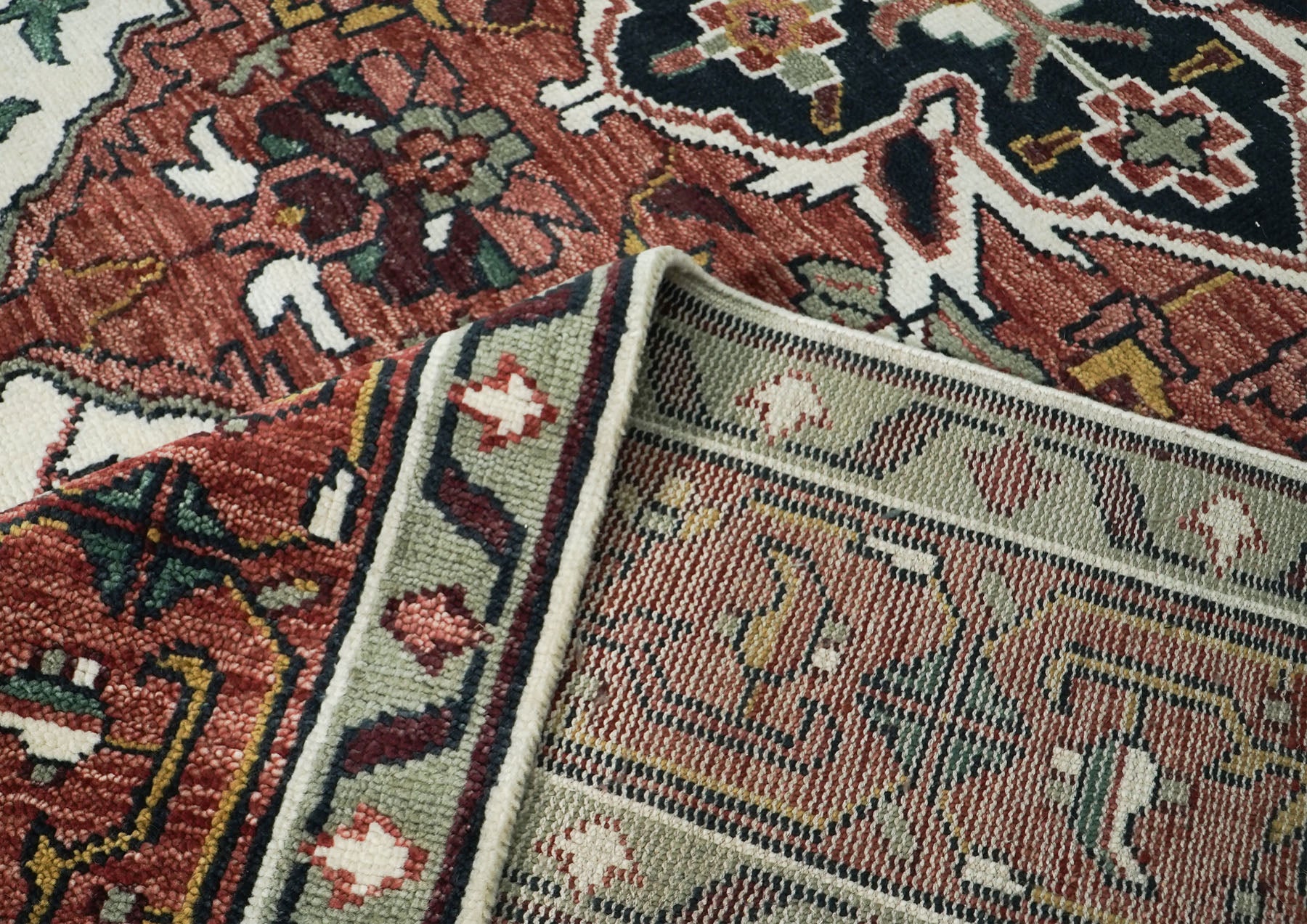 12x15 Rose, Ivory, Brown Color Hand Knotted Oushak Wool  Oriental Rug