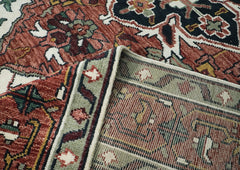 12x15 Rose, Ivory, Brown Color Hand Knotted Oushak Wool  Oriental Rug