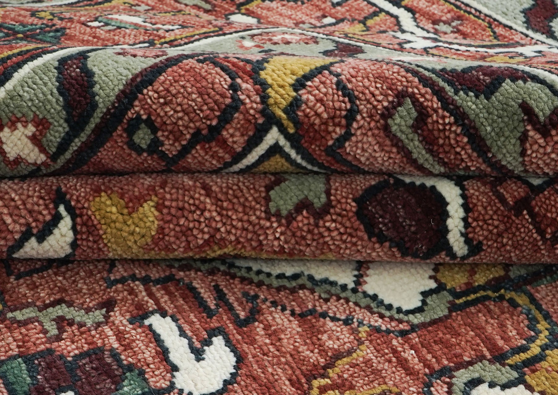 12x15 Rose, Ivory, Brown Color Hand Knotted Oushak Wool  Oriental Rug