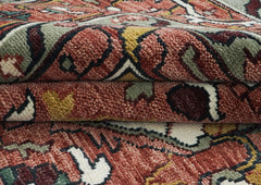 12x15 Rose, Ivory, Brown Color Hand Knotted Oushak Wool  Oriental Rug