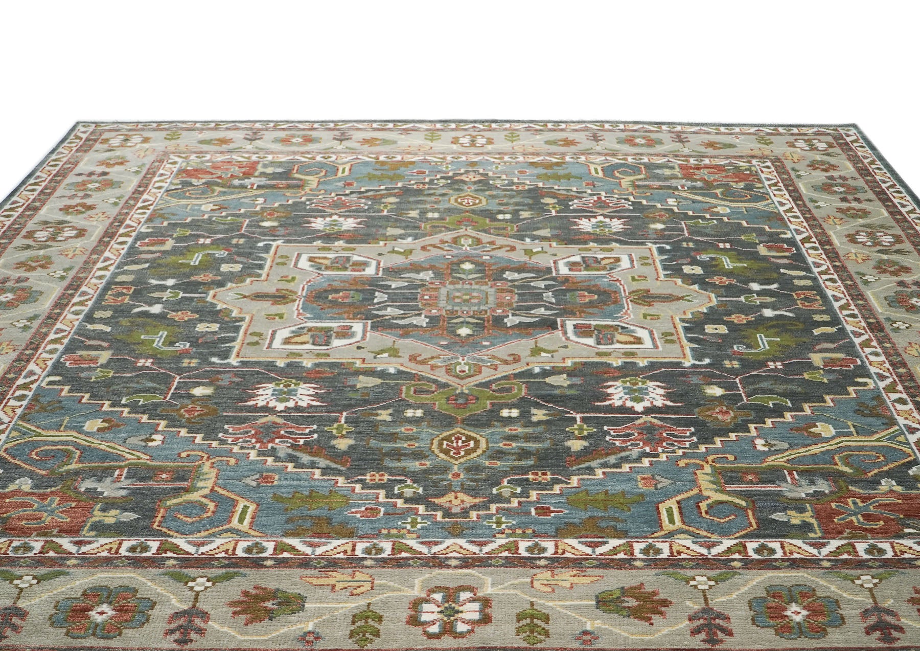 12x15 Slate, Gray, Blue Color Hand Knotted Oushak Wool  Oriental Rug