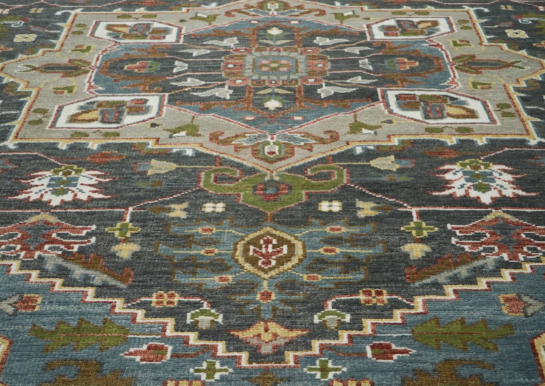 12x15 Slate, Gray, Blue Color Hand Knotted Oushak Wool  Oriental Rug