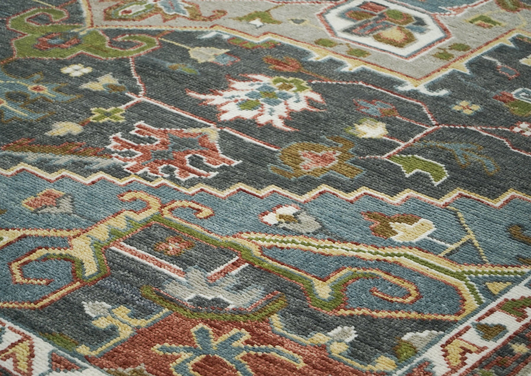 12x15 Slate, Gray, Blue Color Hand Knotted Oushak Wool  Oriental Rug