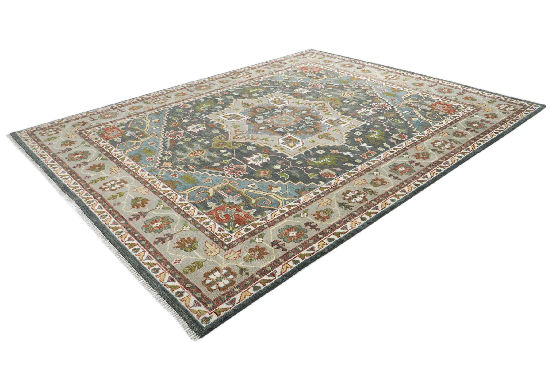 12x15 Slate, Gray, Blue Color Hand Knotted Oushak Wool  Oriental Rug