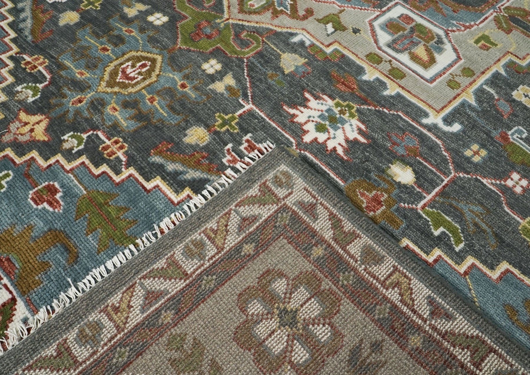 12x15 Slate, Gray, Blue Color Hand Knotted Oushak Wool  Oriental Rug