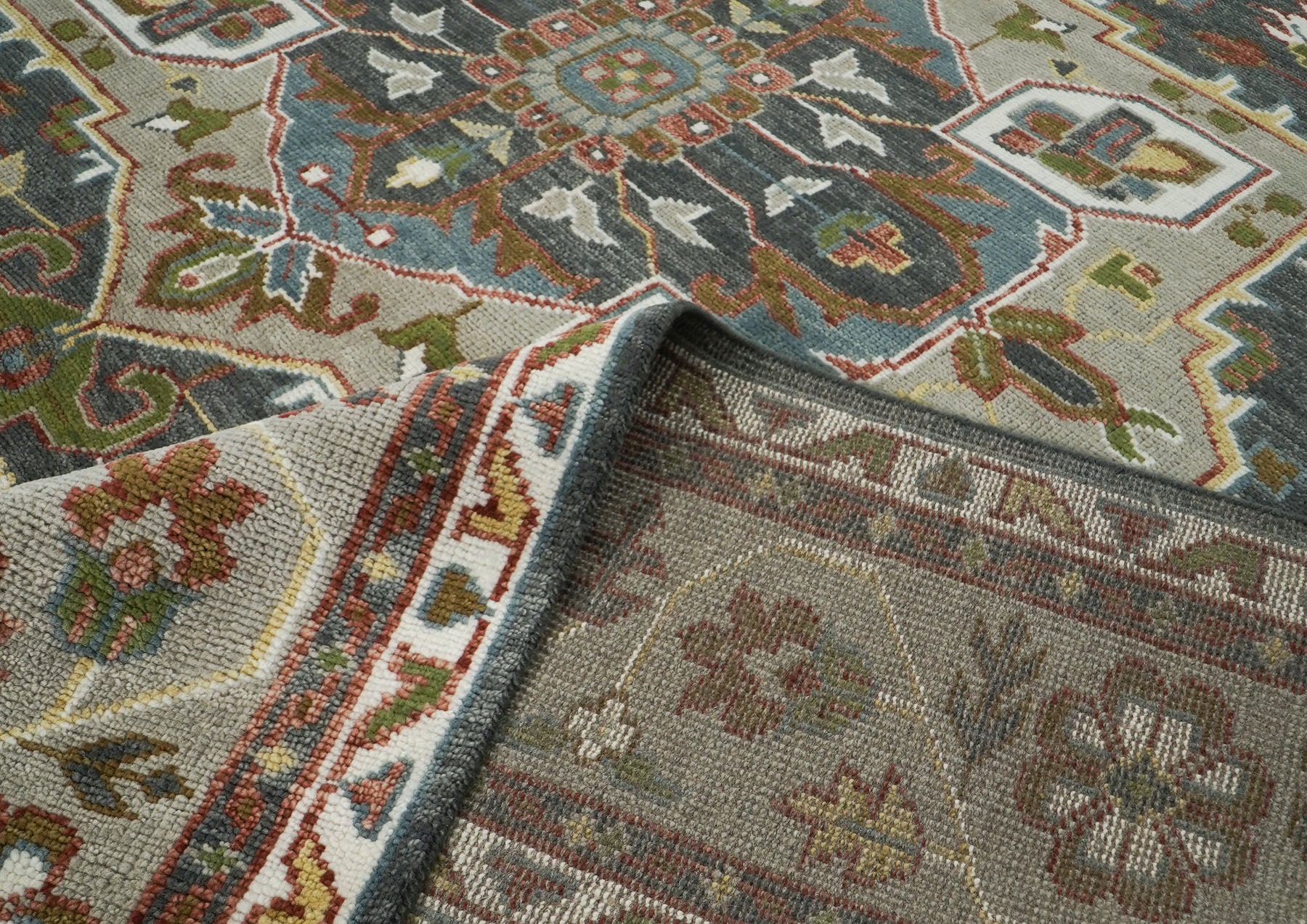 12x15 Slate, Gray, Blue Color Hand Knotted Oushak Wool  Oriental Rug