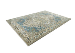 10x14 Beige, Ivory, Blue Color Hand Knotted Oushak Wool  Oriental Rug