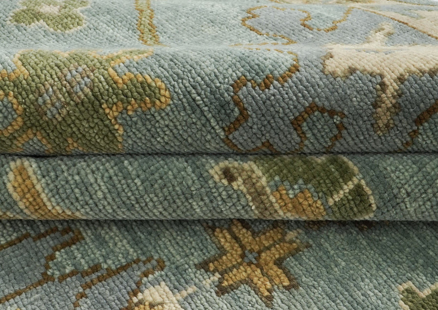 12x15 Seledon, Beige, Lime Color Hand Knotted Oushak Wool Transitional Oriental Rug