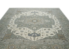 12x15 Gray, Ivory, Taupe Color Hand Knotted Oushak Wool  Oriental Rug