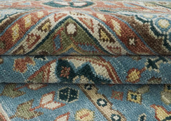 12x15 Blue, Rust, Ivory Color Hand Knotted Oushak Wool Traditional Oriental Rug