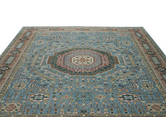 12x15 Blue, Rust, Ivory Color Hand Knotted Oushak Wool Traditional Oriental Rug