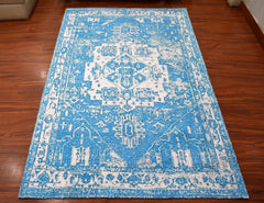 Multi Size Blue White Color Hand Woven Oriental Polyester Modern Oriental Rug