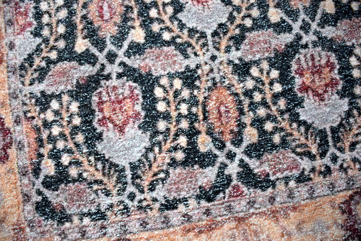 Multi Size Charcoal Peach Color Hand Woven All-Over Polyester Arts And Crafts Oriental Rug
