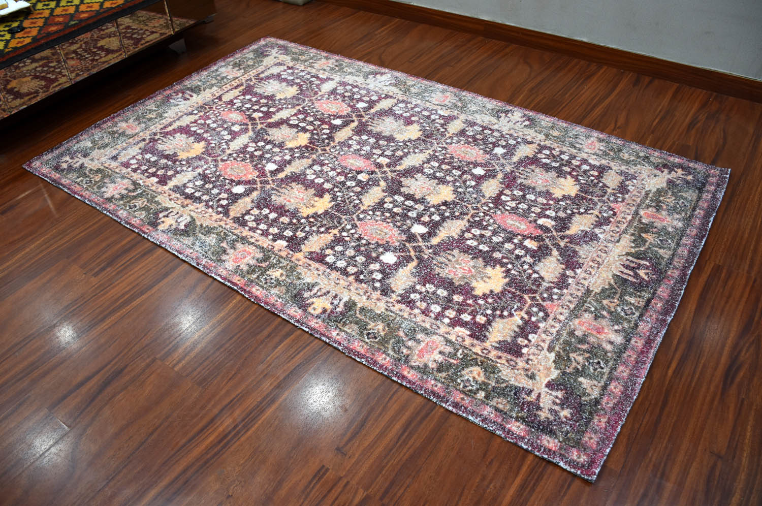 Multi Size Purple Brown Beige Color Hand Woven All-Over Polyester Traditional Oriental Rug