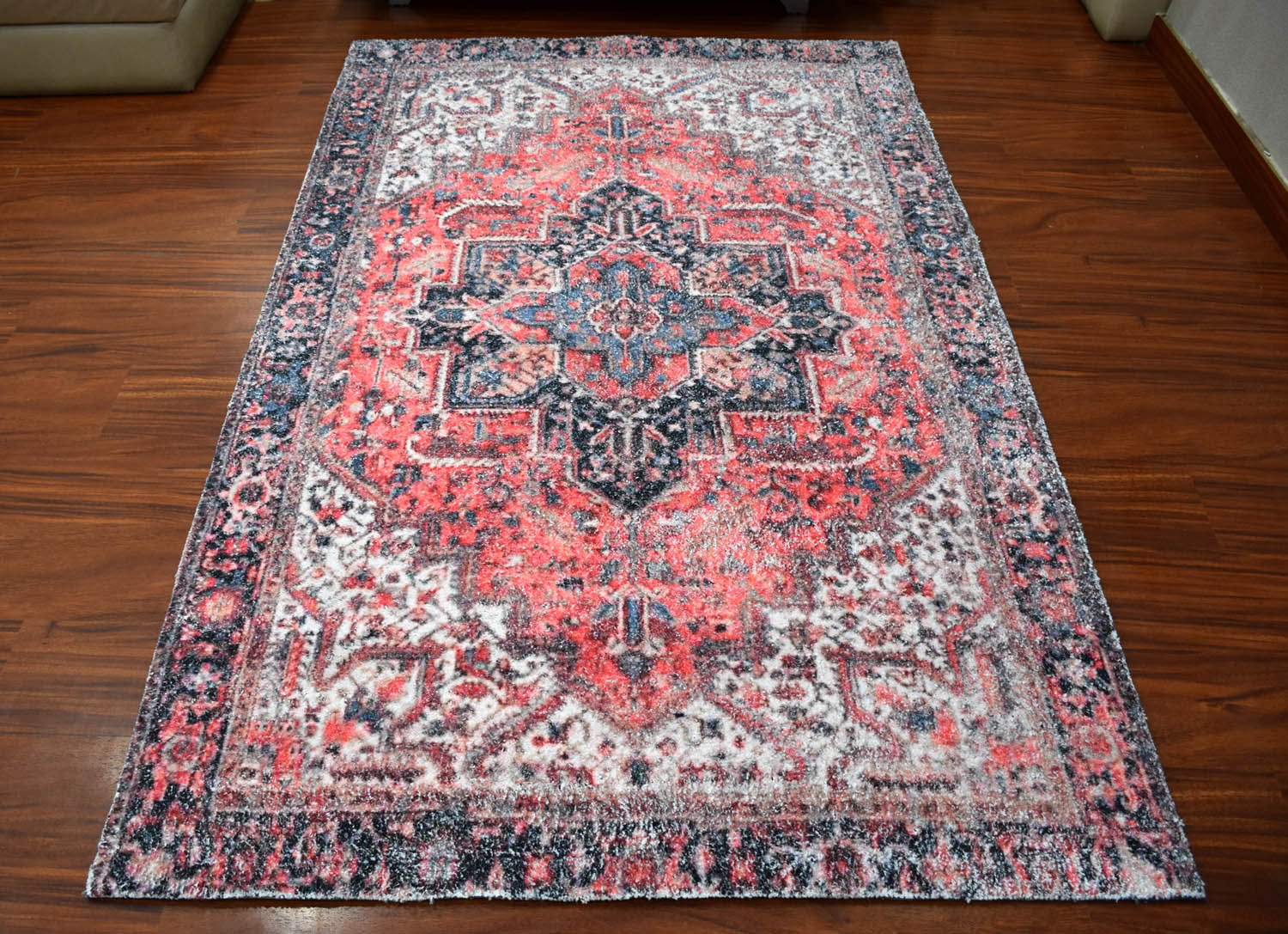 Multi Size Rust Ivory Black Color Hand Woven All-Over Polyester Traditional Oriental Rug