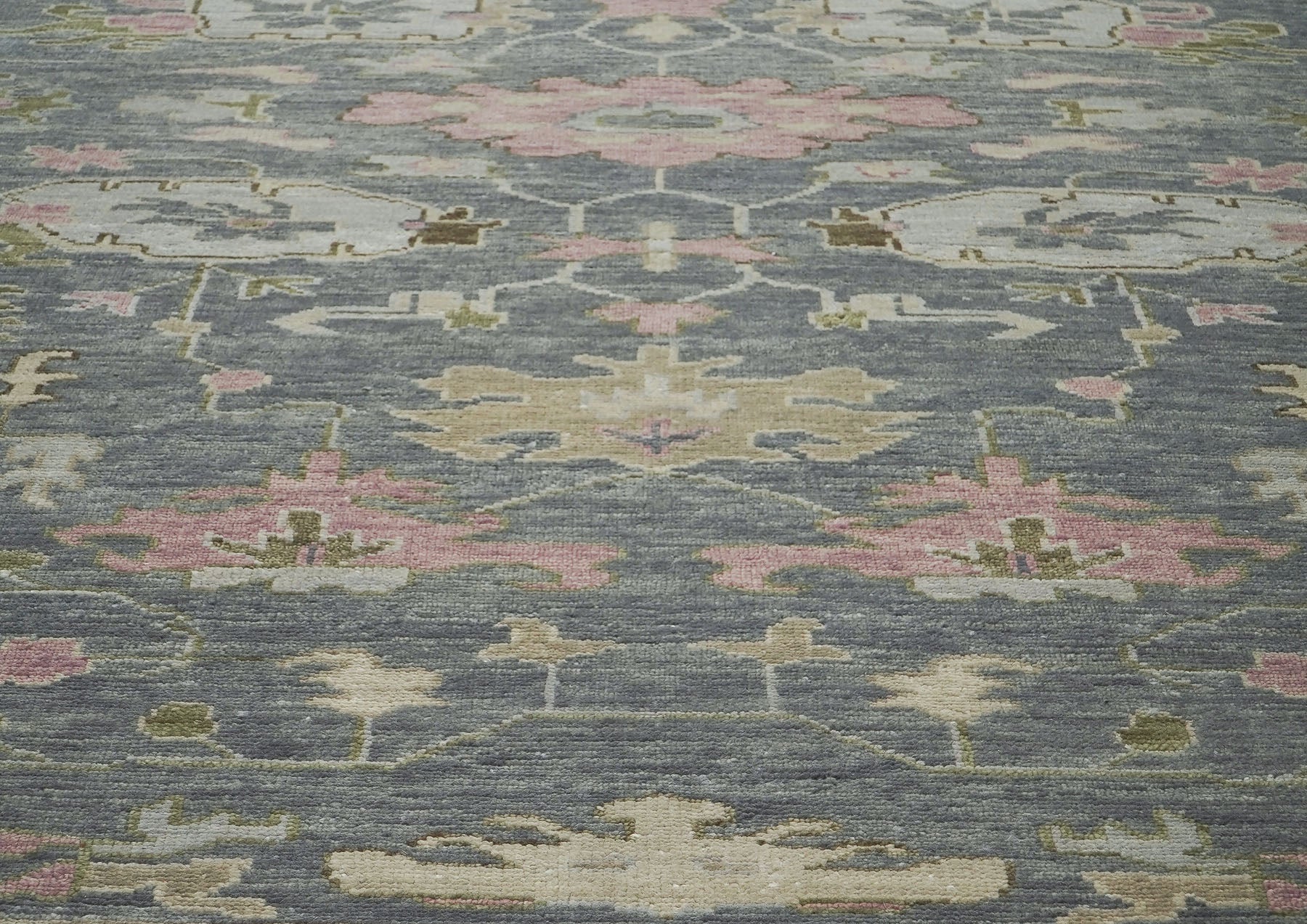 12x15 Slate, Blue, Gray Color Hand Knotted Oushak Wool Transitional Oriental Rug