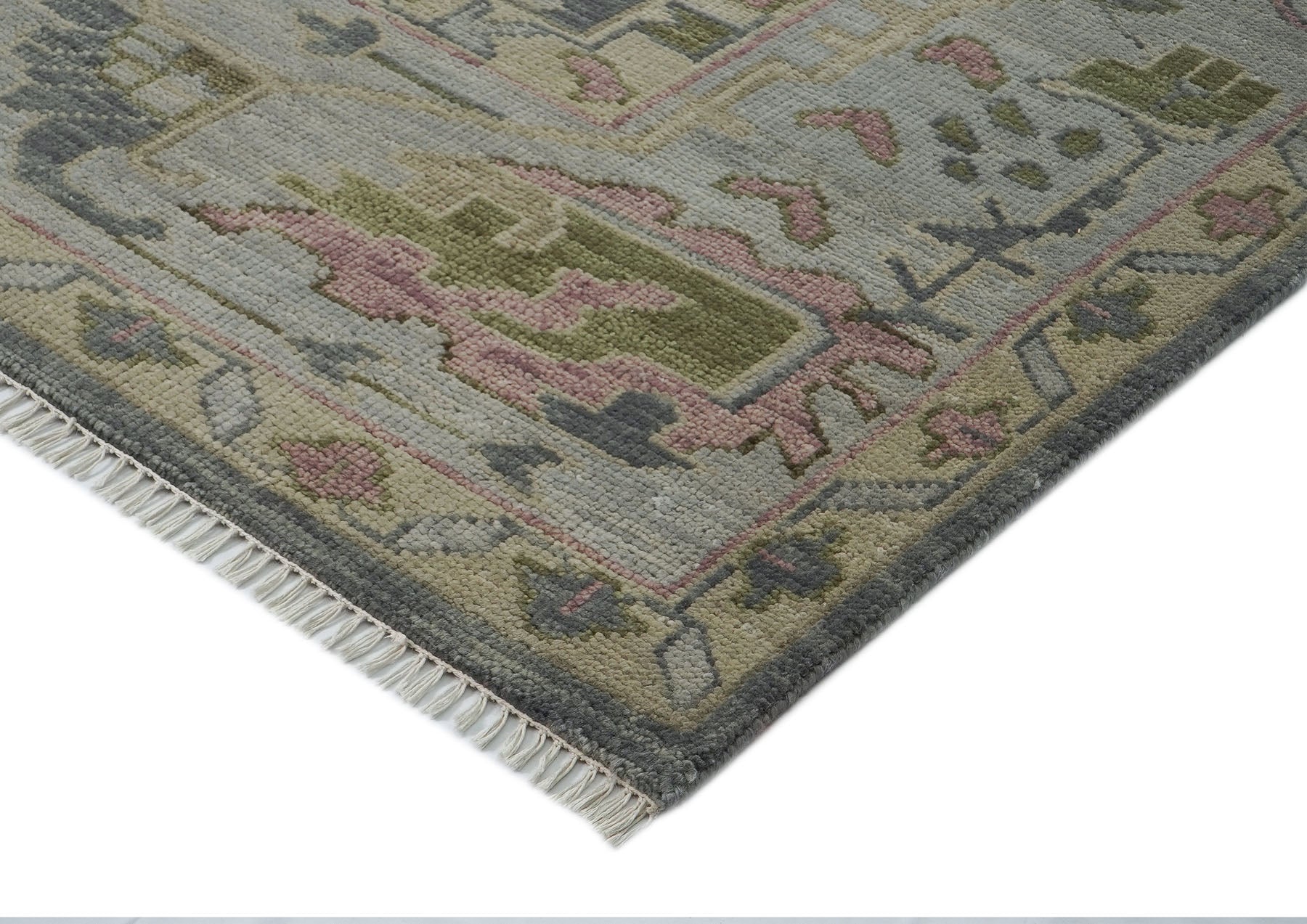 12x15 Slate, Blue, Gray Color Hand Knotted Oushak Wool Transitional Oriental Rug