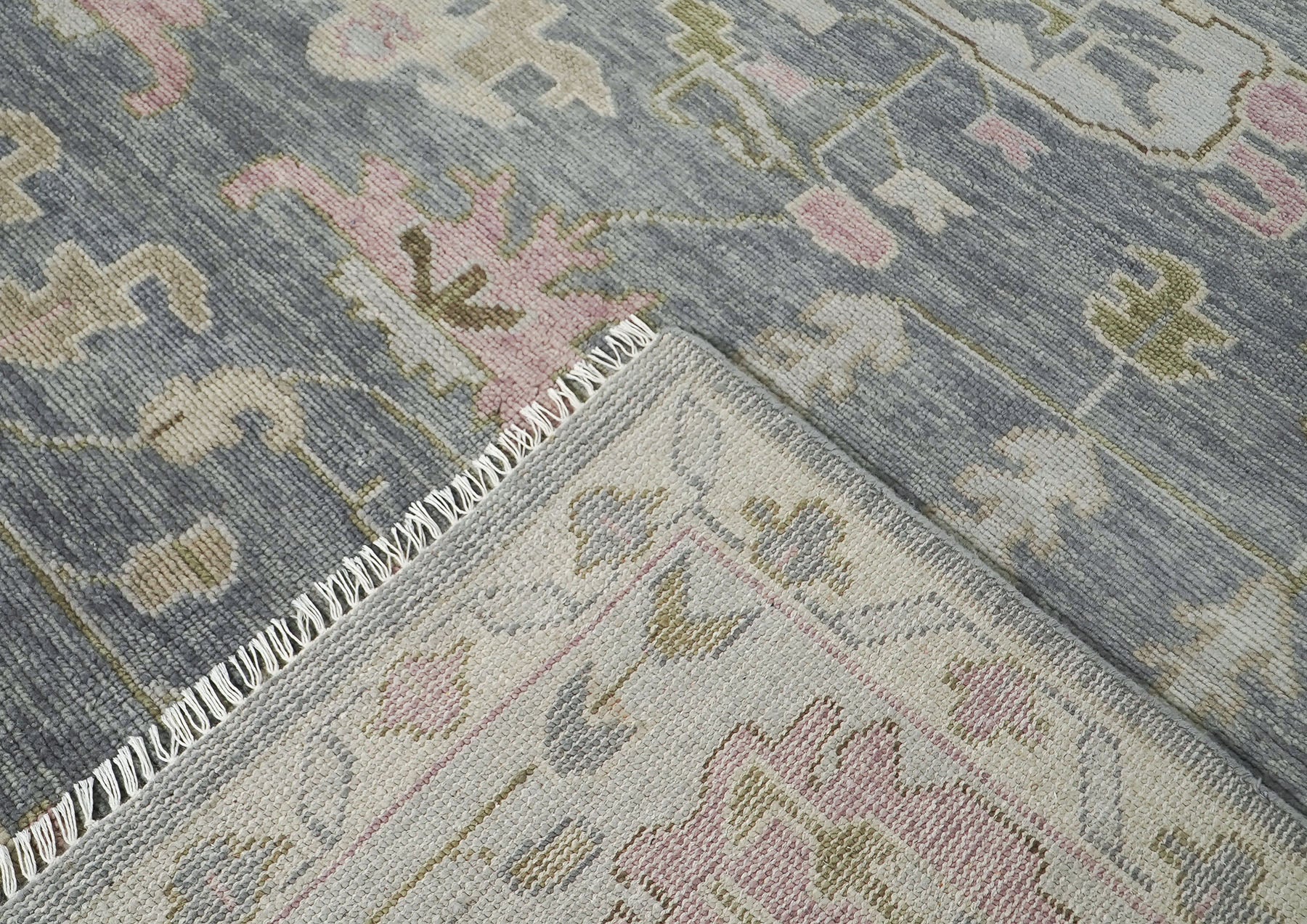 12x15 Slate, Blue, Gray Color Hand Knotted Oushak Wool Transitional Oriental Rug