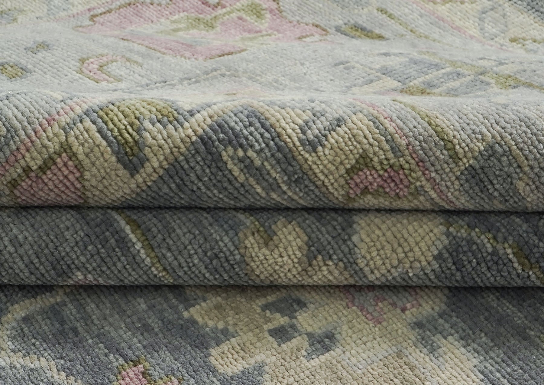 12x15 Slate, Blue, Gray Color Hand Knotted Oushak Wool Transitional Oriental Rug