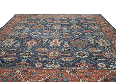 12x15 Navy, Burnt Orange, Beige Color Hand Knotted Oushak Wool Arts & Crafts Oriental Rug