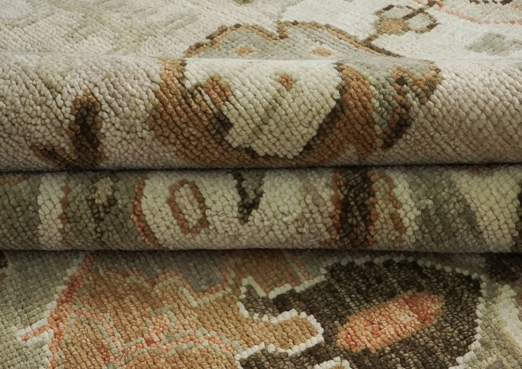 12x15 Sage, Green, Beige Color Hand Knotted Oushak Wool Arts & Crafts Oriental Rug