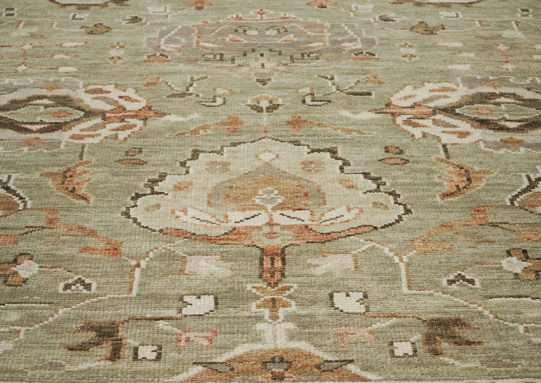 12x15 Sage, Green, Beige Color Hand Knotted Oushak Wool Arts & Crafts Oriental Rug