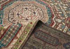 10x14 Brown, Rose, Teal Color Hand Knotted Oushak Wool Traditional Oriental Rug