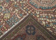 10x14 Brown, Rose, Teal Color Hand Knotted Oushak Wool Traditional Oriental Rug