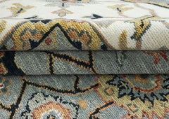 12x15 Slate, Ivory, peach Color Hand Knotted Oushak Wool Arts and Crafts Oriental Rug