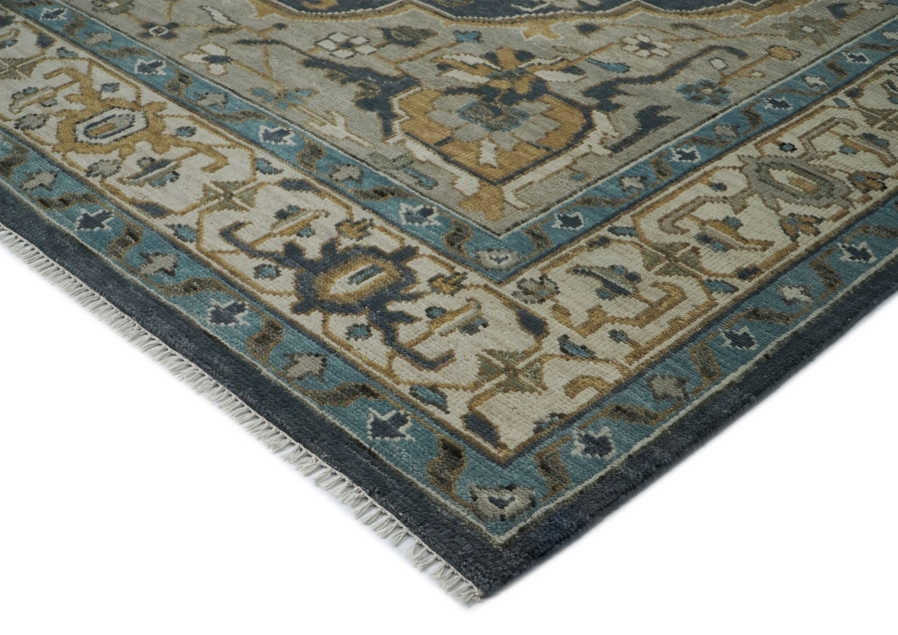 12x15 Blue, Gray, Beige Color Hand Knotted Oushak Wool  Oriental Rug
