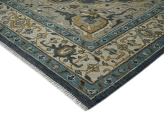 12x15 Blue, Gray, Beige Color Hand Knotted Oushak Wool  Oriental Rug