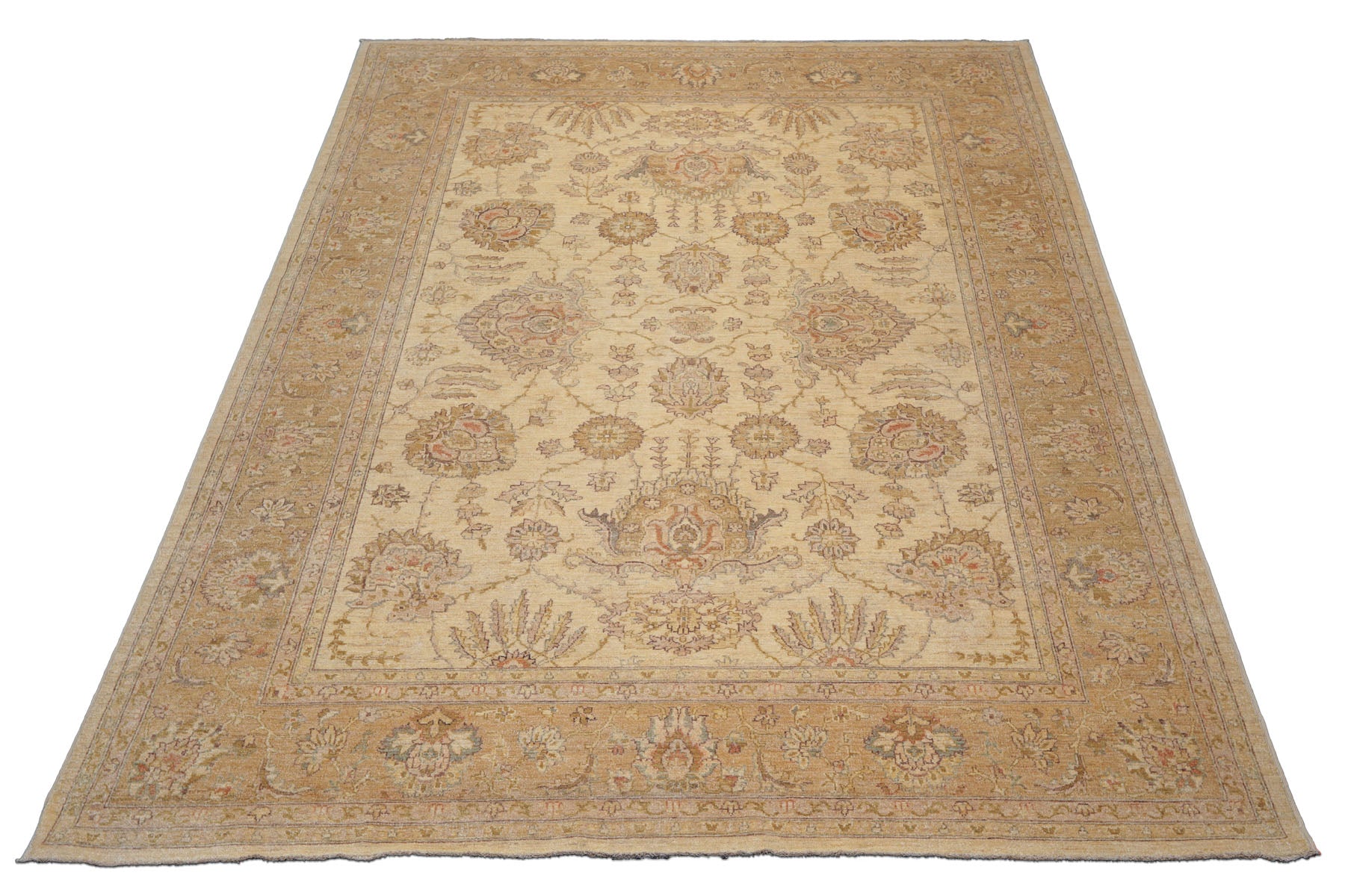 8'11'' x 11'6'' Hand Knotted 100% Wool Peshawar Oushak Oriental Area Rug Beige