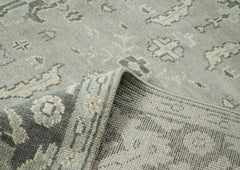 9x12 Gray, Taupe, Beige Color Hand Knotted Oushak Wool Transitional Oriental Rug