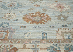 9x12 Blue, Beige, Brown Color Hand Knotted Oushak Wool Arts and Crafts Oriental Rug
