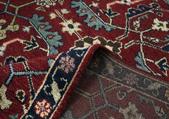 9x12 Rust, Red, Blue Color Hand Knotted Oushak Wool Transitional Oriental Rug