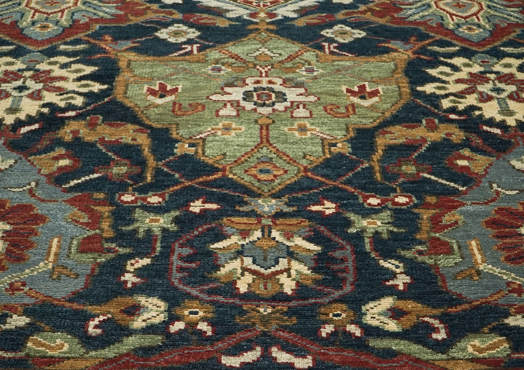 9x12 Teal, Gold, Burnt Orange Color Hand Knotted Oushak Wool Arts and Crafts Oriental Rug
