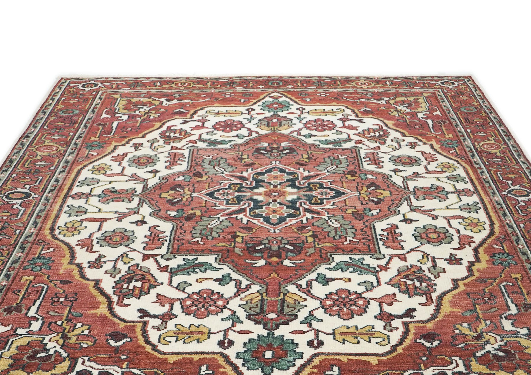 9x12 Rose, Rust, Ivory Color Hand Knotted Oushak Wool  Oriental Rug