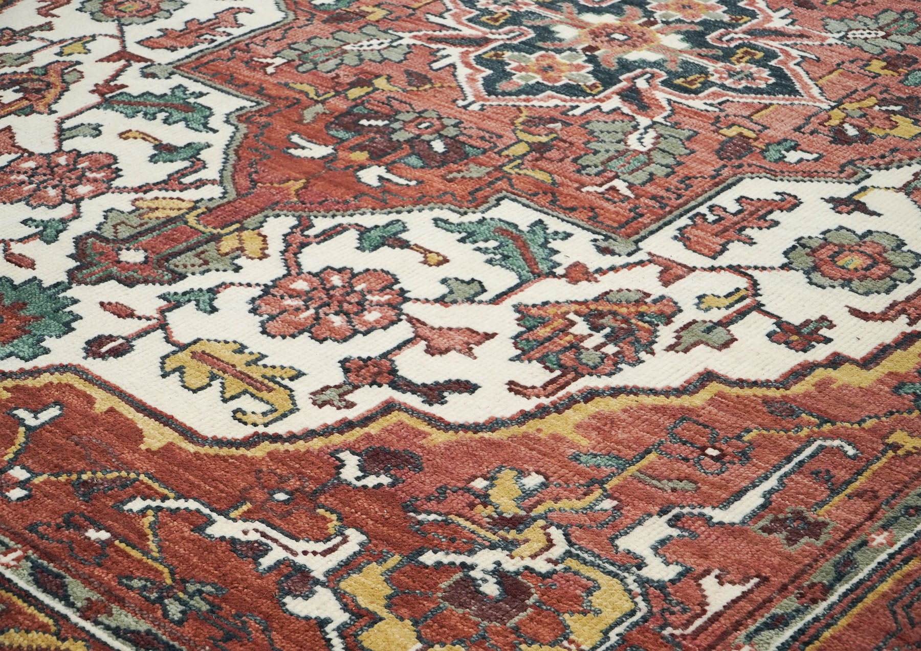 9x12 Rose, Rust, Ivory Color Hand Knotted Oushak Wool  Oriental Rug