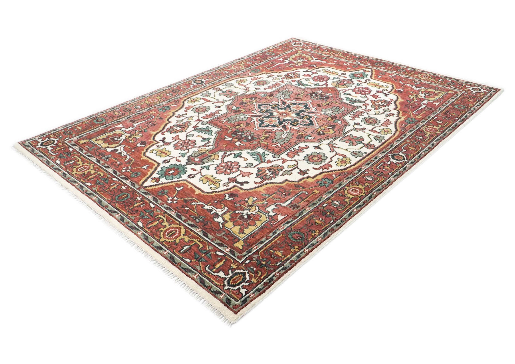 9x12 Rose, Rust, Ivory Color Hand Knotted Oushak Wool  Oriental Rug