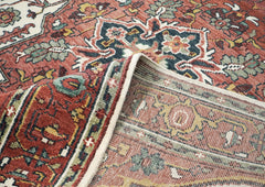 9x12 Rose, Rust, Ivory Color Hand Knotted Oushak Wool  Oriental Rug