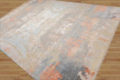 Hand Knotted 9x12 Sherpa Wool and Silk Modern Contemporary Oriental Rug Beige Taupe Colors