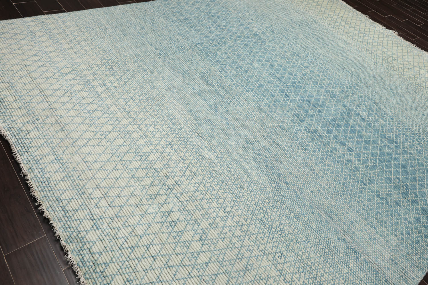 9x12 Aqua, Beige, Color Hand Knotted Grass 100% Wool Modern Oriental Rug