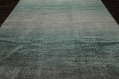 9x12 Gray, Turquoise, Color Hand Knotted Grass 100% Wool Modern Oriental Rug