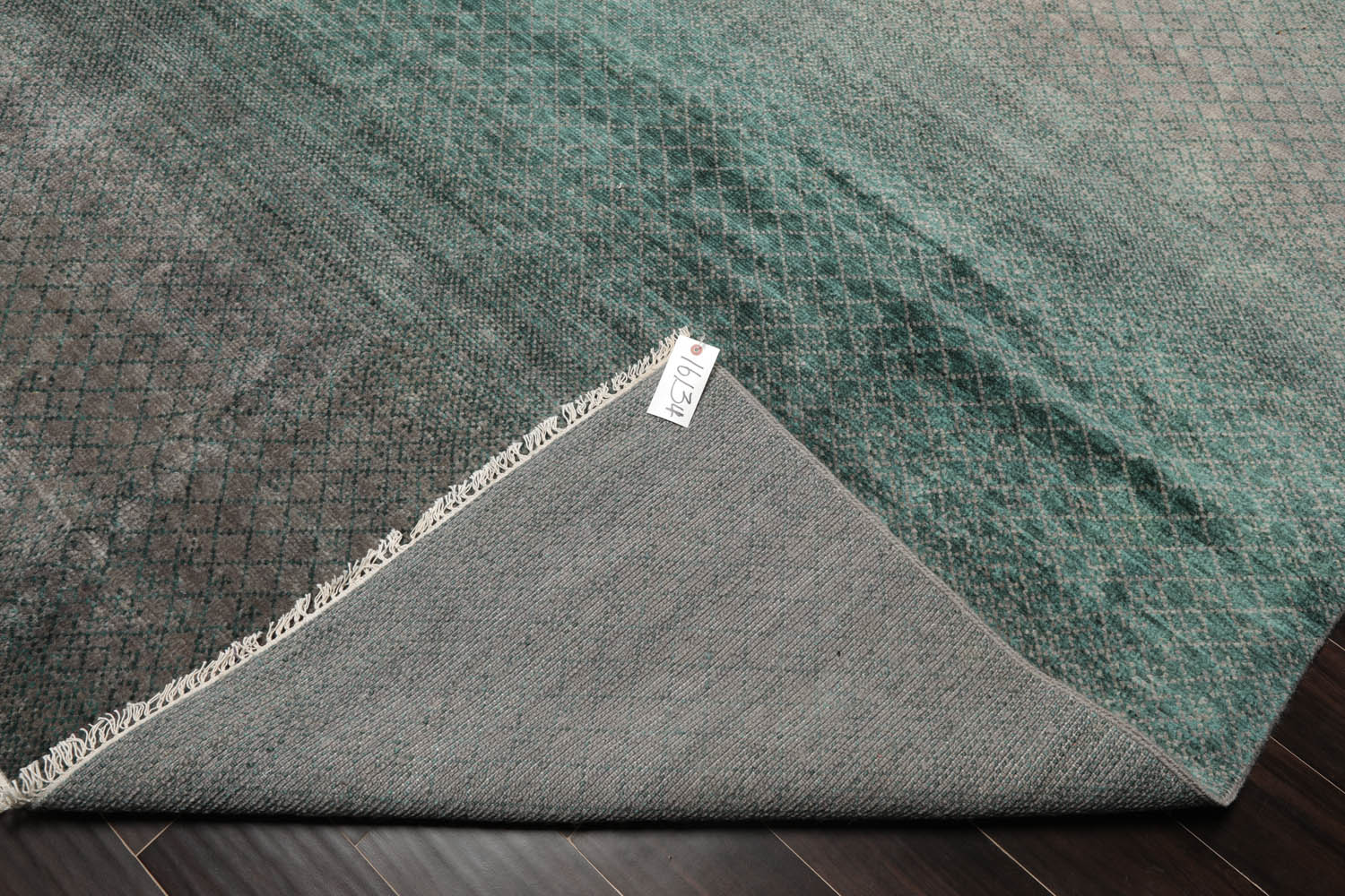 9x12 Gray, Turquoise, Color Hand Knotted Grass 100% Wool Modern Oriental Rug