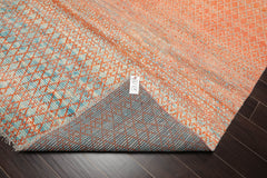 8x10 Orange, Blue, Beige Color Hand Knotted Grass 100% Wool Modern Oriental Rug